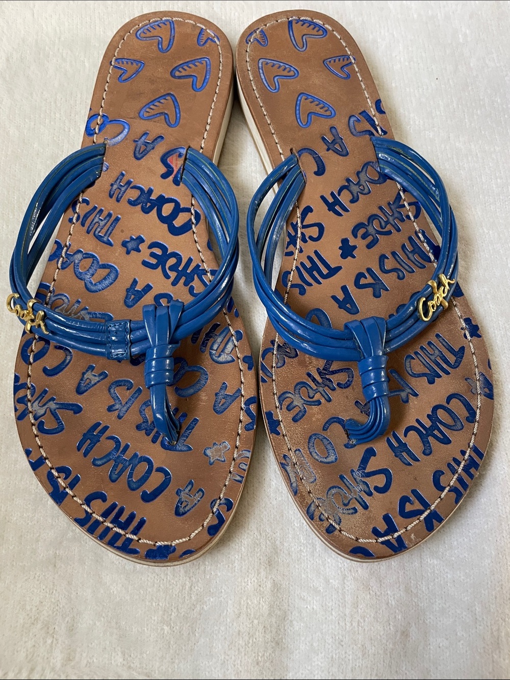 Coach Molly Blue Strappy Flip Flop Sandals - Picture 5 of 5